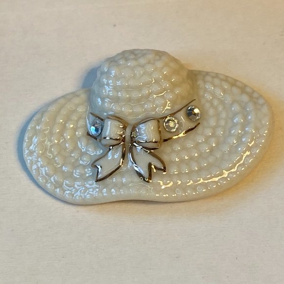 Lenox Bone China Brooches with Rhinestones and 24 KT Gold Trim - set of 2 - Picture 3 of 8